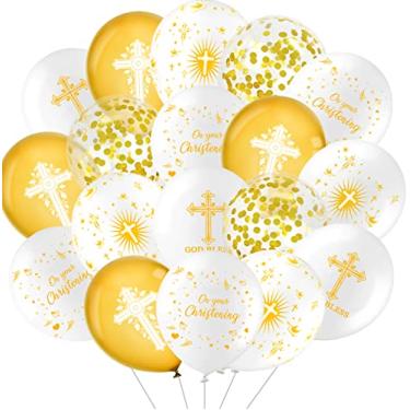 Imagem de ANTING 50 balões dourados de batismo, incluindo balões de cruz e pomba, batizado de bebês meninos, meninas, decorações de comunhão