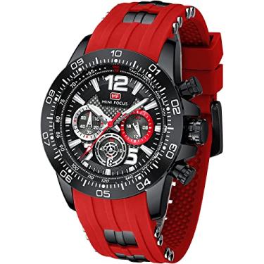 Imagem de MF MINI FOCUS Relógio masculino escudo relógio relógio de pulso cronógrafo à prova d'água calendário luminoso pulseira de silicone relógios de pulso legais para homens, Vermelho