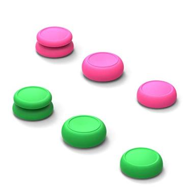 Imagem de Skull & Co. Skin, CQC e FPS Conjunto de pegadores de polegar com tampa analógica para controle Nintendo Switch e Switch OLED Joy-con – Rosa Neon e Verde Neon, 3 pares (6 peças)