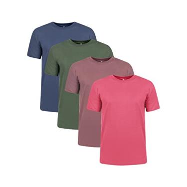 Imagem de Kit 4 Camisetas 100% Algodão 30.1 Penteadas (Marinho, Verde Musgo, Marrom, Vinho, M)
