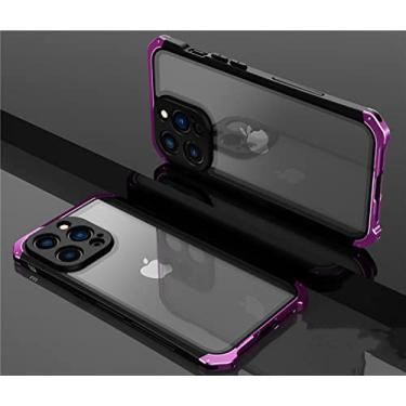 Imagem de Para caixa de vidro de metal de alumínio à prova de choque para iPhone 14 13 Pro Max 14 Pro XR XS MAX 7 8 Plus X Capa à prova de choque, preto roxo, para iphone X XS