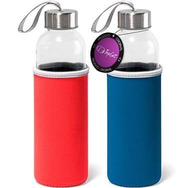 Imagem de Kit 2x Garrafa de Vidro 520 ml Soft TopGet Azul e Vermelho