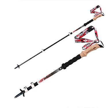 Imagem de Pacote com 2 bastões para caminhada ao ar livre, absorção de choque e varetas telescópicas para caminhada/caminhada com sistema de trava rápida, fibra de carbono super forte e ultraleve e liga de alumínio para acampamento, mochilão, escalada