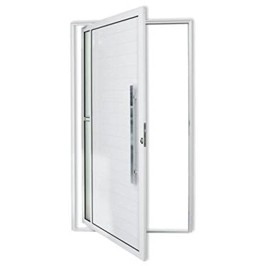 Imagem de Porta de Alumínio Pivotante Lambril 210x120cm com Puxador Visione Super Brimak Branco