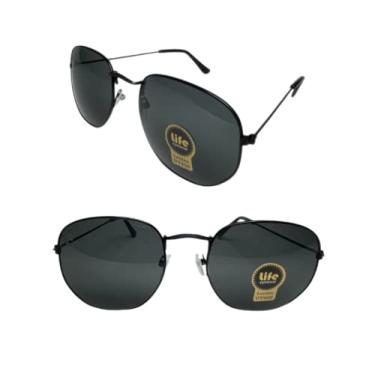 Imagem de Óculos de Sol Original Hexagonal Metal Preto Feminino Masculino Unissex UV400