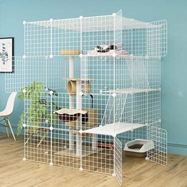 Imagem de Gaiola Para Gatos Gaiola Grande Para Gatos Gaiola Para Casa Para Gatos Gaiola Removível Para Gatos Com Fio De Metal Interna Grande Gaiola Para Gatos Com 4 Camadas Para 1 A 5 Gatos,111cm*111cm*146c