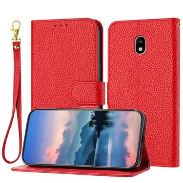 Imagem de Capa Carteira Wallet Case Compatible with Samsung Galaxy J730/J7 2017/J7 Pro 2017 for Women and Men,Flip Leather Cover with Card Holder, Shockproof TPU Inner Shell Phone Cover & Kickstand (Size : Roj