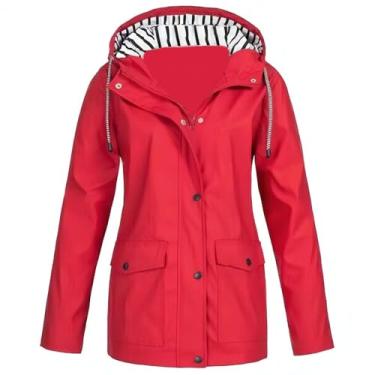 Imagem de Casacos femininos outono inverno exterior com capuz, Vermelho, 5G