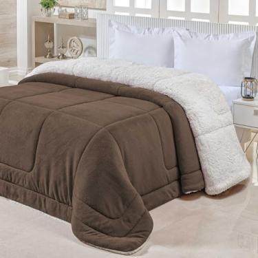 Imagem de Coberdrom Edredom Toque Aveludado Cama Queen 2,40m X 2,20m Dupla Face Sherpa Pele de Carneiro Felpuda e Manta Soft (Brown)