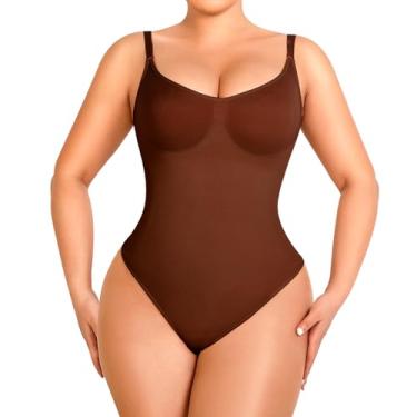 Imagem de IXF Body modelador para mulheres com controle de barriga e tanga modelador sob o vestido, Marrom, X-Large
