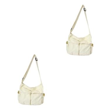 Imagem de Adorainbow Bolsa mensageiro 2 peças de lona feminina feminina bolsa de compras branca, Branco, 2 peças, 34X15X40CMx2pcs