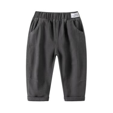 Imagem de Yueary Calça de moletom básica para bebês meninos de algodão sólido cintura elástica casual jogger outono calça jeans, Cinza, 100/2-3 Y