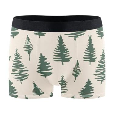 Imagem de KLL Cueca boxer respirável verde floresta de Natal masculina cueca cueca masculina pequena, Floresta de Natal verde, GG