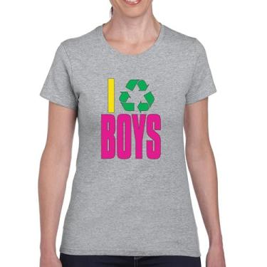Imagem de I Recycle Camiseta masculina com estampa Puff Funny Dating App Humor Single Independent Heart Breaker Relationship Camiseta feminina, Cinza, P