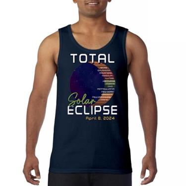Imagem de Camiseta regata Total Solar Eclipse Path apenas com óculos de eclipse 8 de abril de 2024 festa astronomia sol lua masculina, Azul marinho, XX-Large