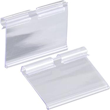 Imagem de Pacote com 50 suportes de etiquetas de plástico para prateleira de arame transparente suporte de etiqueta de cartão de preço de varejo clipe em sinal de mercadoria clipes de etiqueta para loja de