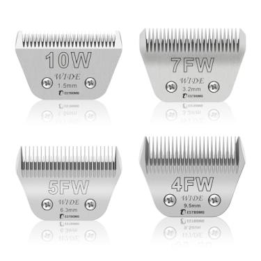 Imagem de BESTBOMG 10W + 7FW + 5FW + 4FW + 4FW Largo Kit de lâminas removíveis para cães de estimação comprimento de 1/40.6 cm a 3/20.3 cm (1,5-9,5 mm), compatível com Andis, Oster A5, Wahl km10 Clippers