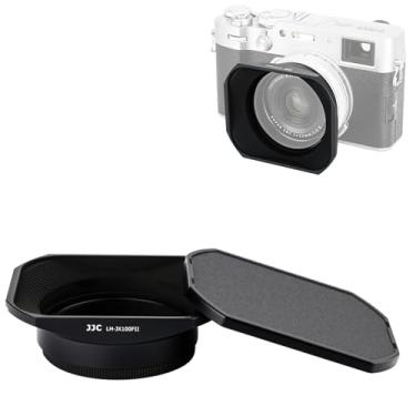 Imagem de Para-sol quadrado de metal com protetor de tampa de lente e anel adaptador de filtro de rosca de 49 mm para câmera Fujifilm X100VI X100V X100F X100T X100S X100 X70 substitui o para-sol Fuji LH-X100 e