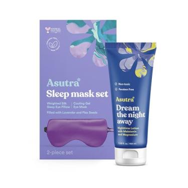 Imagem de ASUTRA Dream Sleep Bundle - Conjunto de caixa de travesseiro olho de seda roxa e loção Dream The Night Away com magnésio e melatonina