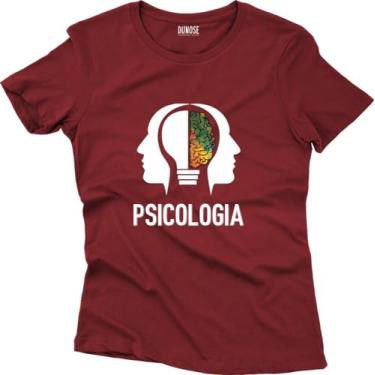 Imagem de Camiseta Algodão Feminina psicologia rostos Lampada Cérebro Tamanho:P;Cor:Vinho