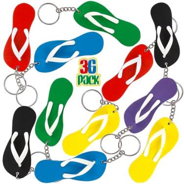 Imagem de Chaveiros ArtCreativity Flip Flop, conjunto de 36 chaveiros divertidos para mochila, bolsa, bagagem, ótimos presentes para aniversário, Luau, praia e festas na piscina, enchedores de sacos legais e pequenos prêmios para crianças