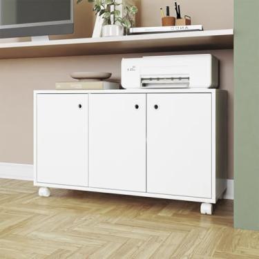 Imagem de Armário para Escritório Baixo 3 Portas 1 Prateleira MDP 15mm Branco