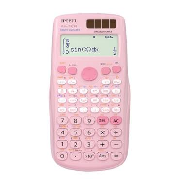 Imagem de Calculadoras científicas, calculadora de matemática rosa IPepul com função 417, bateria solar e visor de 4 linhas, material escolar para professores do ensino médio (rosa 991ES Plus)