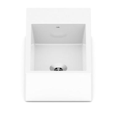 Imagem de Kit 2 Cubas Apoio 44cmx25cm com Mesa Basic Curve1 Celite Branco