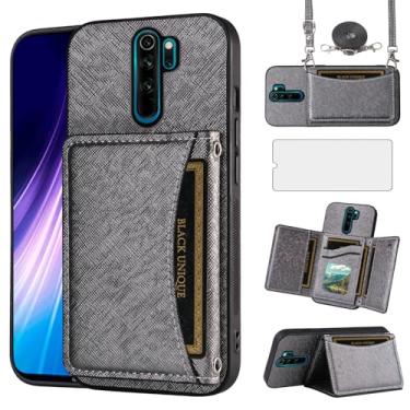 Imagem de Asuwish Capa de telefone para Xiaomi Redmi Note 8 Pro capa carteira com protetor de tela de vidro temperado e suporte para cartão slot de couro PU celular celular flip acessórios para celular Redme
