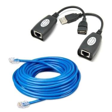 Imagem de Cabo USB 25 Metros Macho Femea Extensor USB 2.0 via Adaptador RJ45 - M