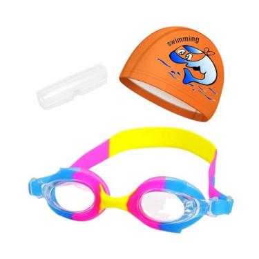 Imagem de Kit Óculos Natação Com Estojo e Touca Infantil Desenhos Coleção Peixin