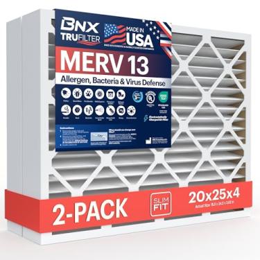 Imagem de BNX MERV 13 Filtro de ar para fornalha CA 51 x 63 x 10 cm, feito nos EUA, filtro de ar condicionado plissado eletrostático HVAC AC - remove pólen, mofo, bactérias, fumaça