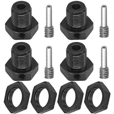 Imagem de Cubos de roda de alumínio Share Goo 17 mm porcas sextavadas Threadlock compatível com Traxxas E-Revo E-Maxx Revo 3.3 Slayer Pro 4x4 Summit XO-1 1/10 Carro de escalada off-road (preto)