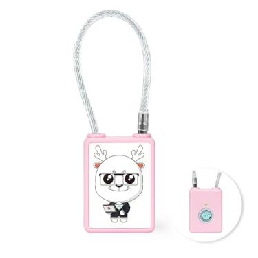 Imagem de LELEEN Cadeado de impressão digital, cadeado de impressão digital para academia e escola, cadeado biométrico inteligente de impressão digital, sem chave, recarregável, trava de cabo para mochilas,