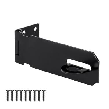Imagem de HTHOOOOOME Fechaduras de porta resistentes de 12 cm, trava de ferrolho de segurança de aço inoxidável para portão de cerca, portão, armário de galpão, preto, pacote com 2