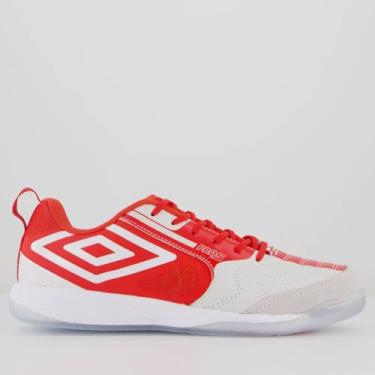 Imagem de Chuteira Umbro Pro 5 Bump England Futsal Branca e Vermelha