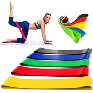 Imagem de Kit 5 Faixas Elásticas Miniband Com 5 Resistências P/ Treino - Lutino