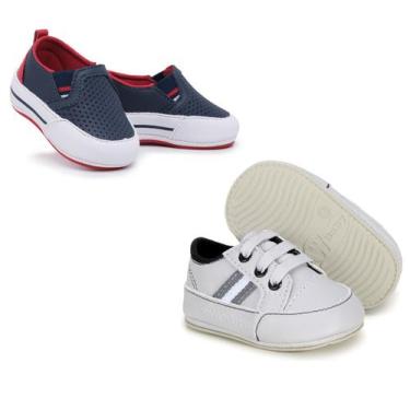 Imagem de Kit 2 pares Iate Masculino Bebê + Tênis Infantil Kids Recém Nascido - 