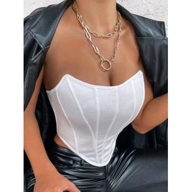 Imagem de Cropped Cropt Cirre modelo Morcego sem alça Ponta Corselete - Estação 