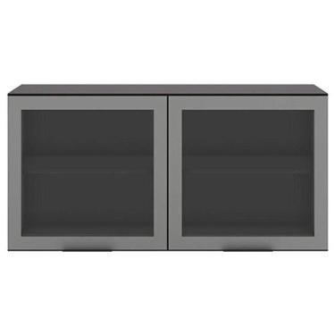 Imagem de Armário Aéreo 2 Portas Vidro Etna Grafite - Poliman - POLIMAN MÓVEIS, 