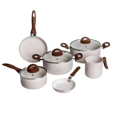 Imagem de Jogo de Panelas 6 Peças Vanilla em Alumínio e Revestimento Cerâmico Ceramic Life Smart Plus Brinox