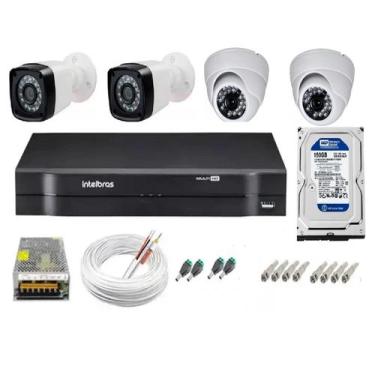 Imagem de Kit cftv 4 cameras de segurança + dvr 4ch Intelbras full hd Promo + Hd