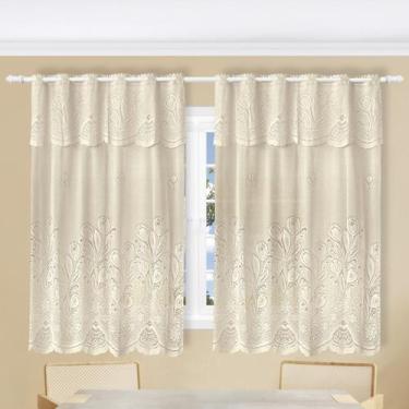 Imagem de Cortina de Renda de Cozinha Diversas Cores Tulipas 2m x 1,3m + 30cm Ba