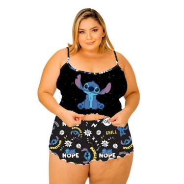 Imagem de Pijama Feminino Plus Size Stitch  Conjunto Baby Doll Curto - Isysser, 