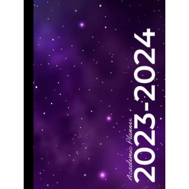 Imagem de Academic Planner 2023-2024 Large | Galaxy Stars: July - June | Weekly & Monthly | US Federal Holidays and Moon Phases