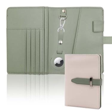 Imagem de Deziliao DE0072 Passaporte com Airtag, porta-passaporte de couro PU com compartimento para cartão de vacina, carteira de passaporte para homens e mulheres, Branco-verde, Contemporâneo