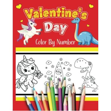 Imagem de Valentine's Day Color By Number: This Book Fun Kids And Toddler Paint Dauber Color By Numbers, Unicorns, Dinosaur, Space, Valentines Day Gift For Girls And Boys