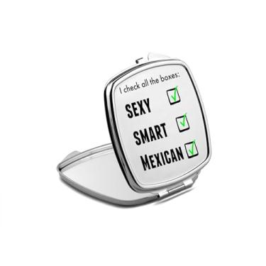 Imagem de SpreadPassion Espelho compacto mexicano, presente mexicano, espelho fotográfico mexicano, espelho de maquiagem de viagem pequeno espelho portátil, espelho de bolso portátil, ideia de aniversário (1,