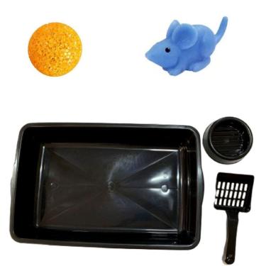 Imagem de Kit Gatos: Bola Cristal + Ratinho Verde + Bandeja Higiênica