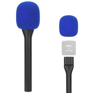 Imagem de Suporte de microfone sem fio portátil para microfone Rode Wireless com filtro pop (azul), suporte para Rode Wireless Go 2/Wireless Pro, adaptador de microfone de mão para Rode Wireless Go/Rode